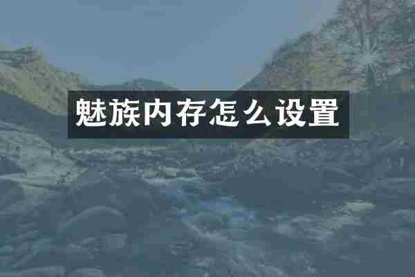 魅族内存怎么设置