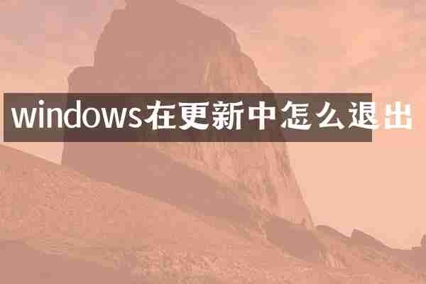 windows在更新中怎么退出