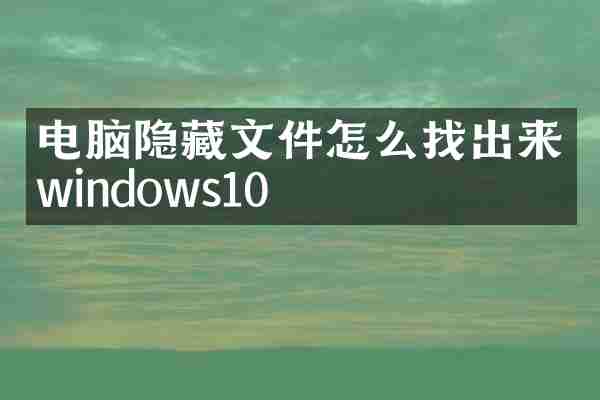 电脑隐藏文件怎么找出来windows10