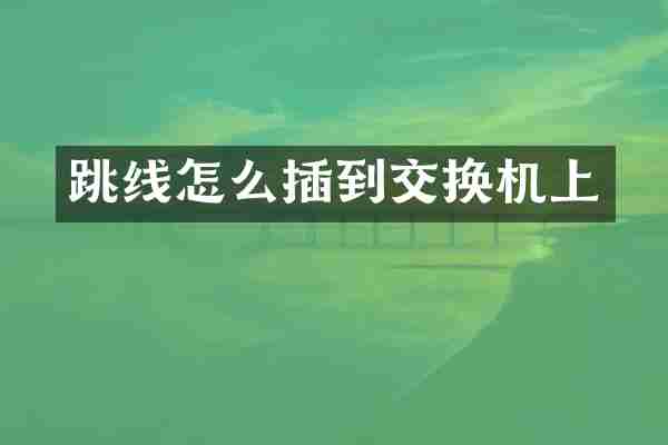 跳线怎么插到交换机上