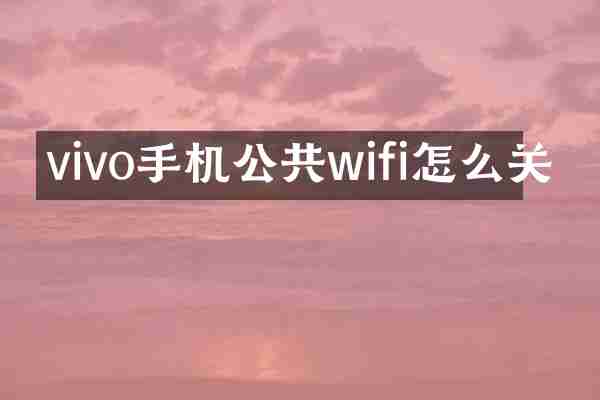 vivo手机公共wifi怎么关