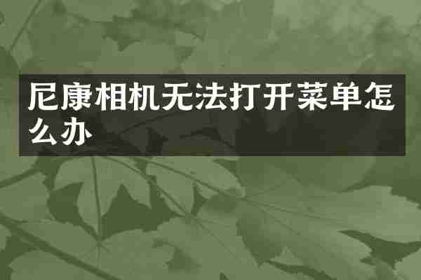 尼康相机无法打开菜单怎么办