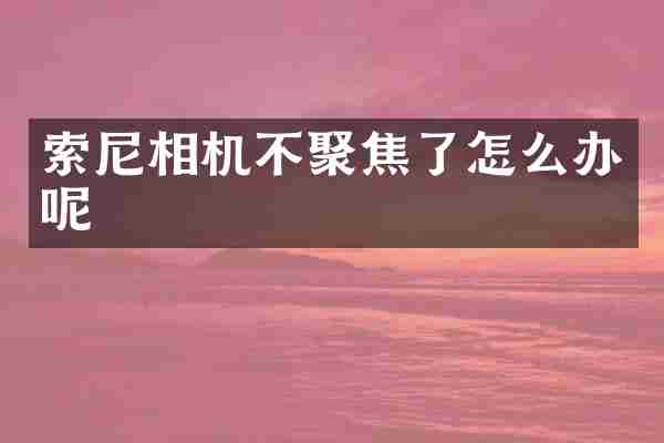 相机不聚焦了怎么办呢