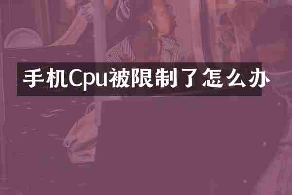 手机Cpu被限制了怎么办