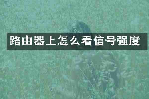 路由器上怎么看信号强度