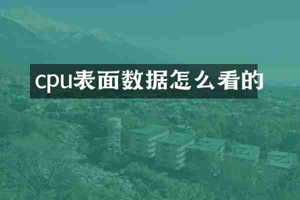 cpu表面数据怎么看的