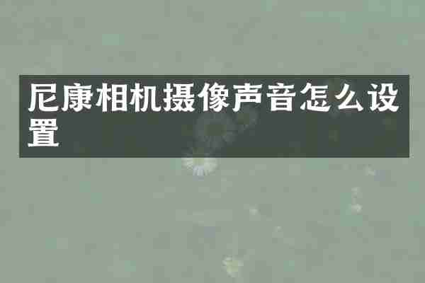 尼康相机摄像声音怎么设置