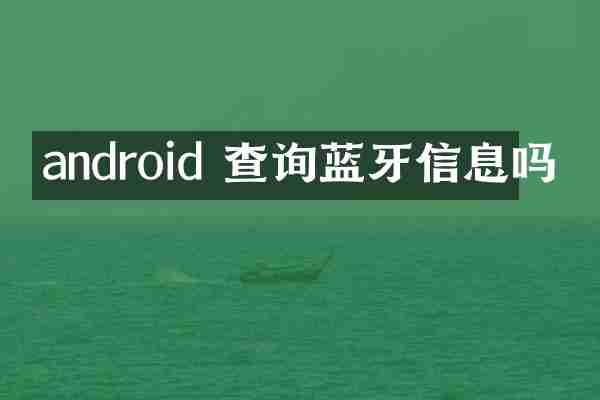 android 查询蓝牙信息吗