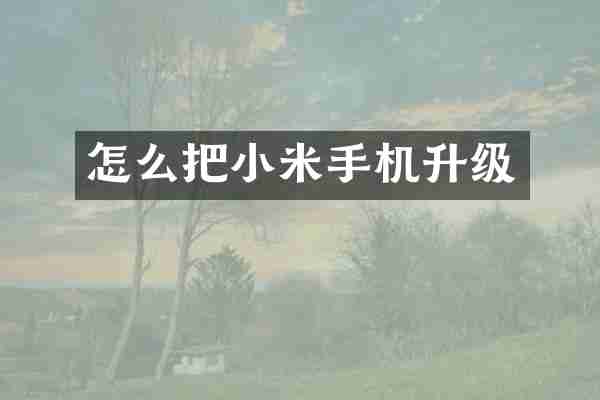 怎么把小米手机升级