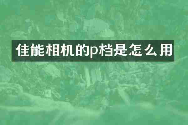 佳能相机的p档是怎么用