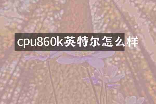 cpu860k英特尔怎么样