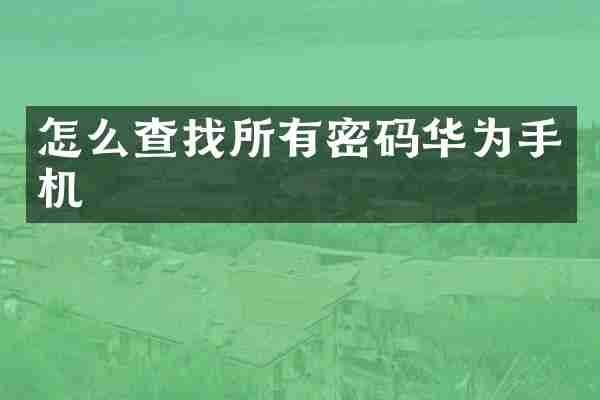 怎么查找所有密码华为手机