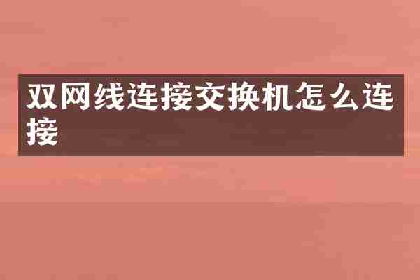 双网线连接交换机怎么连接