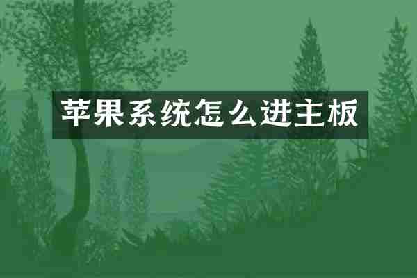 苹果系统怎么进主板