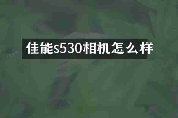 佳能s530相机怎么样