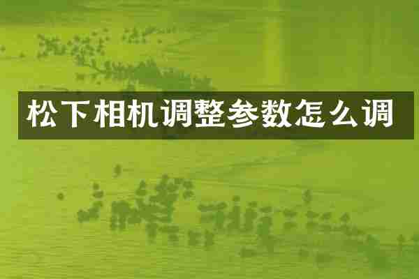 相机调整参数怎么调