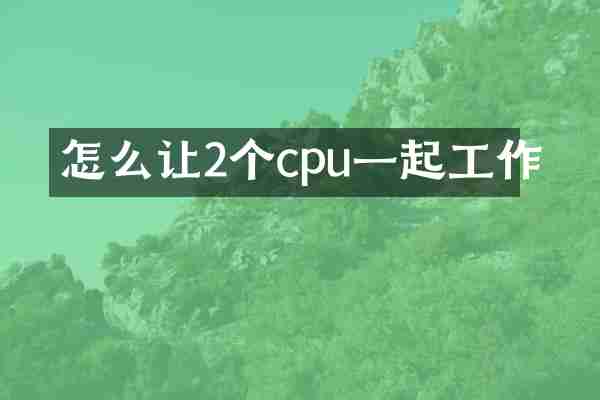怎么让2个cpu一起工作