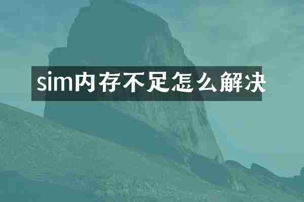 sim内存不足怎么解决