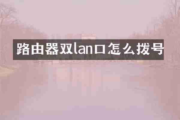 路由器双lan口怎么拨号