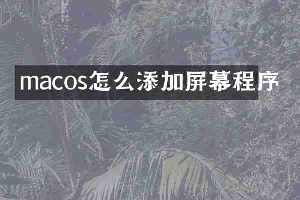 macos怎么添加屏幕程序