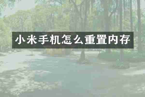小米手机怎么重置内存