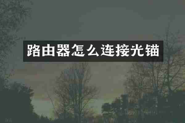 路由器怎么连接光锚