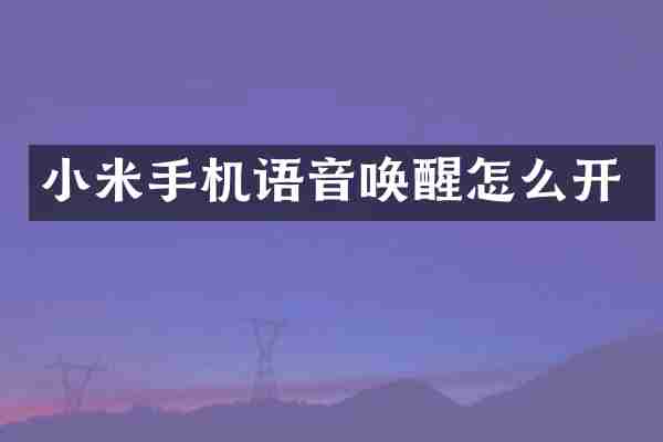 小米手机语音唤醒怎么开