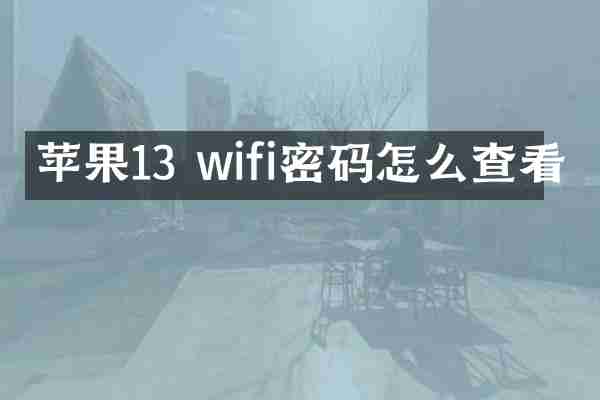 苹果13 wifi密码怎么查看