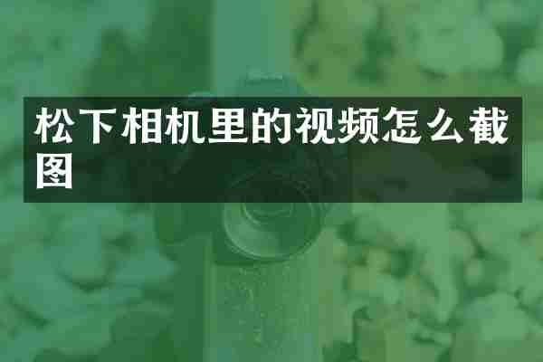 相机里的视频怎么截图
