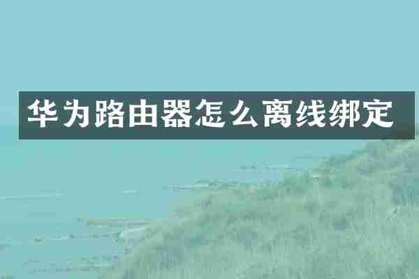 华为路由器怎么离线绑定