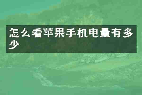 怎么看苹果手机电量有多少