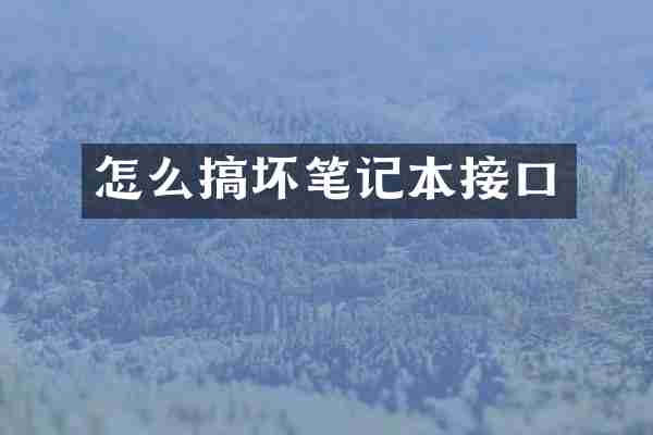 怎么搞坏笔记本接口