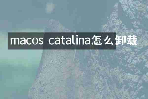 macos catalina怎么卸载