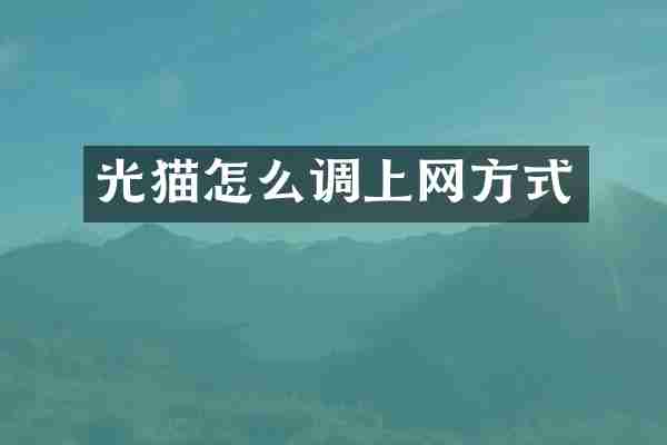 光猫怎么调上网方式