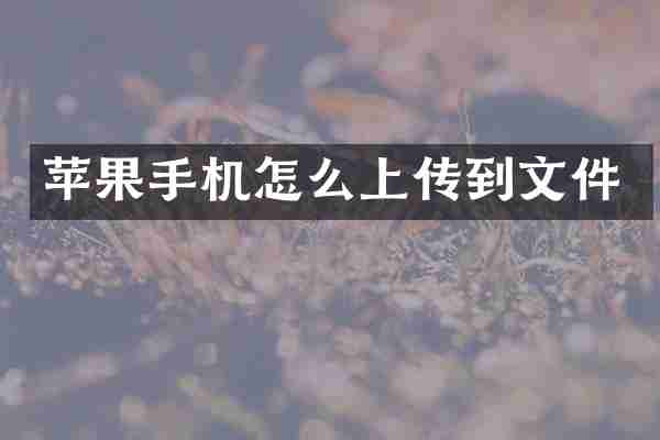 苹果手机怎么上传到文件