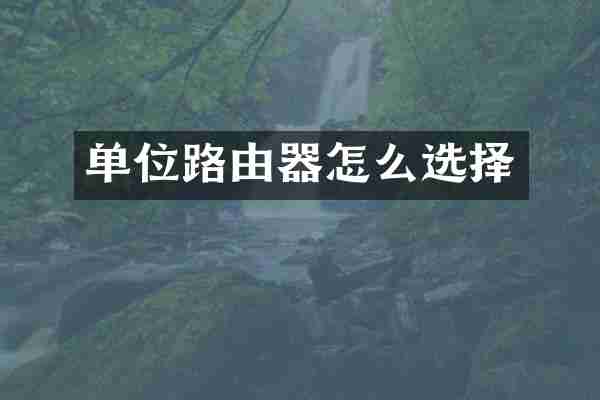 单位路由器怎么选择
