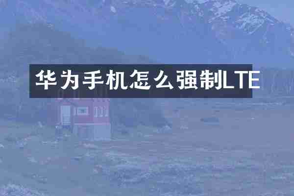 华为手机怎么强制LTE