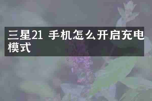 三星21 手机怎么开启充电模式