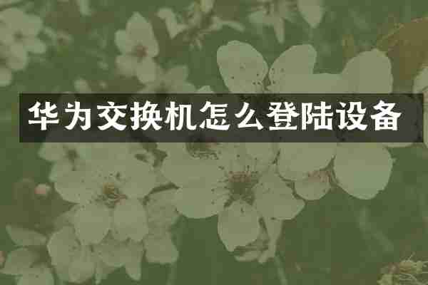 华为交换机怎么登陆设备