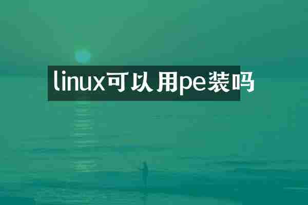linux可以用pe装吗