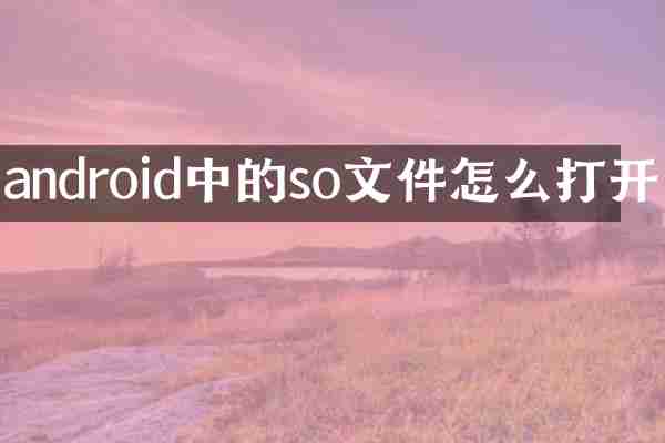 android中的so文件怎么打开