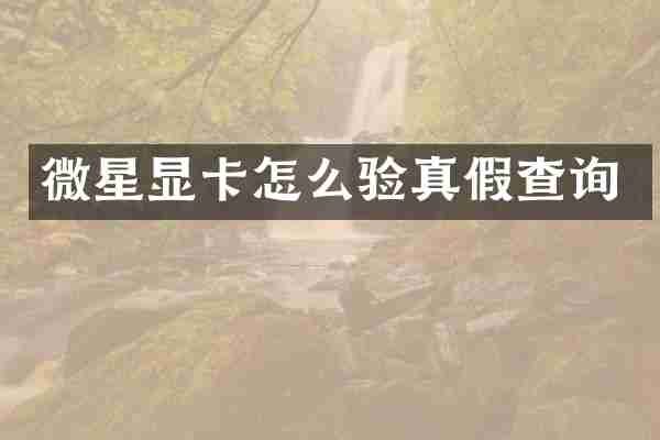 微星显卡怎么验真假查询