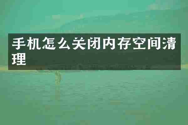 手机怎么关闭内存空间清理