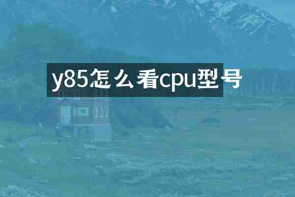 y85怎么看cpu型号
