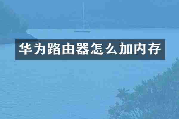 华为路由器怎么加内存