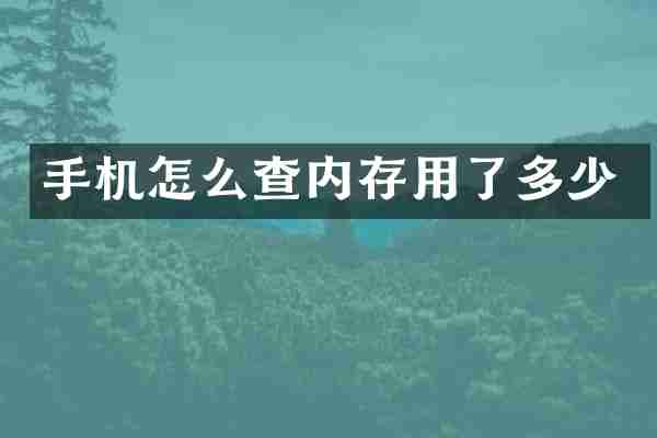 手机怎么查内存用了多少