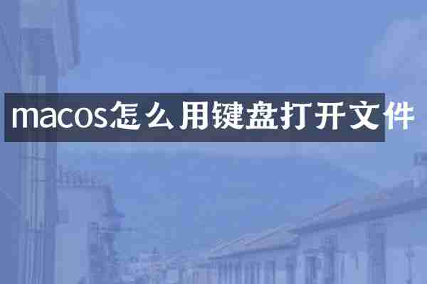 macos怎么用键盘打开文件