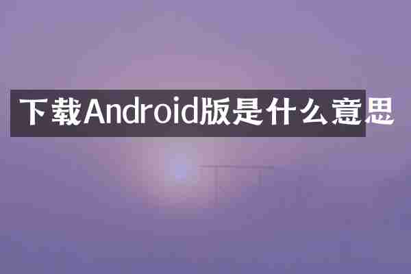 下载Android版是什么意思