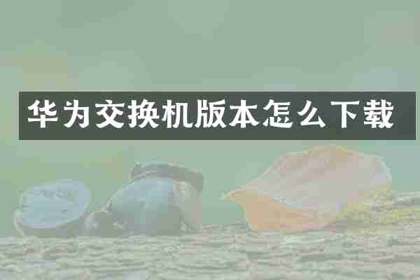 华为交换机版本怎么下载