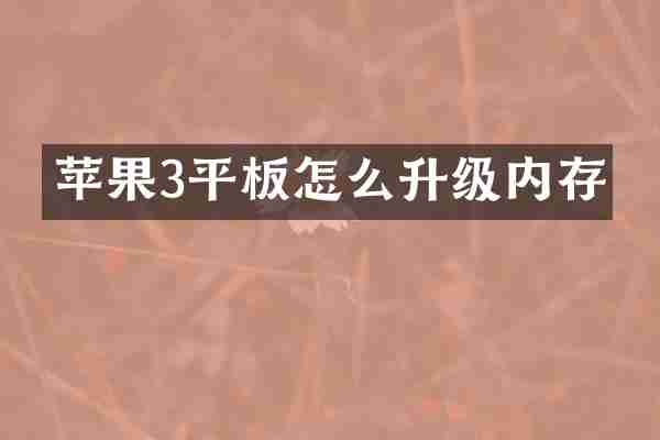苹果3平板怎么升级内存